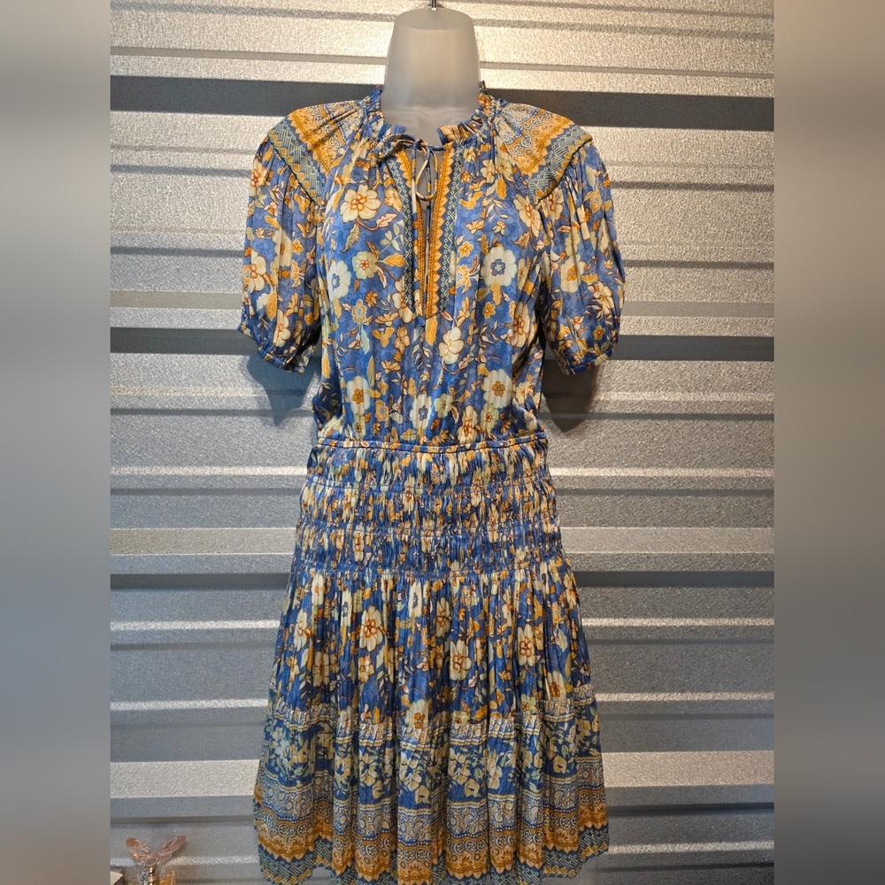 Current Air Blue and Yellow Floral Midi Dress